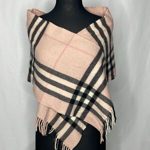 Burberry 100% Cashmere Pink Scarf Shawl Wrap